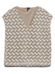 Vero Moda Bluzka w kolorze kremowo-szarobrązowym rozmiar: L. Brązowe bluzki damskie Vero Moda, l, bez wzorów, bez kołnierzyka, bez ramiączek. Za 89.95 zł.