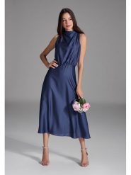 SWING Sukienka w kolorze granatowym rozmiar: 42. Niebieskie sukienki damskie Swing, bez wzorów, bez kołnierzyka, bez ramiączek, maxi. Za 234.97 zł.