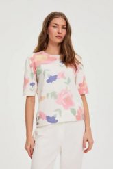 Sweter w kwiaty biały. Białe swetry klasyczne damskie MOODO, l, z poliamidu, bez kołnierzyka. Za 139.99 zł.