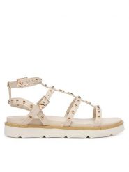 Patrizia Pepe Sandały PPJ398.02 Kremowy. Białe sandały damskie Patrizia Pepe, bez wzorów, ze skóry, bez obcasa, na płaskiej podeszwie. Za 489.99 zł.