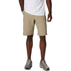 Spodenki turystyczne męskie Columbia Silver Ridge. Brązowe szorty męskie Columbia, z nylonu, bez kołnierzyka. W wyprzedaży za 233.10 zł.