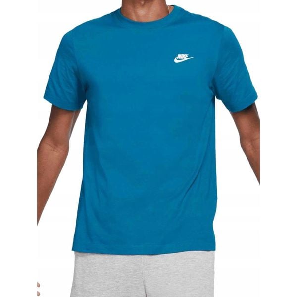 Koszulka Męska Nike Bawełniana Niebieska Sportowa Basic. Niebieskie t-shirty sportowe męskie Nike, m, z bawełny, bez ramiączek. Za 119.00 zł.