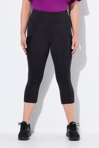 Damskie Legginsy 3/4 długość do łydek wysoki stan szybkoschnący materiał. Czarne legginsy damskie Ulla Popken, plus size, bez wzorów, z elastanu. Za 239.99 zł.