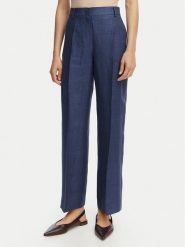 Weekend Max Mara Spodnie materiałowe Malizia 2615131112 Granatowy Regular Fit. Niebieskie spodnie materiałowe damskie Weekend Max Mara, bez wzorów, ze lnu. Za 1,049.00 zł.