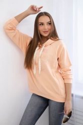 Bluza bawełniana z kapturem brzoskwiniowa. Pomarańczowe bluzy z kapturem damskie Kesi Włoski, l, z bawełny. Za 313.67 zł.