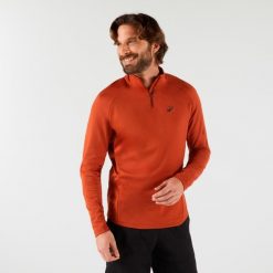 Bluza tenisowa termoaktywna męska Thermic na krótki suwak. Brązowe bluzy bez kaptura męskie ARTENGO, m, z elastanu. Za 89.99 zł.