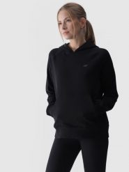 4F Bluza dresowa nierozpinana z kapturem damska - czarna L. Czarne bluzy sportowe damskie 4f, l, z bawełny. W wyprzedaży za 99.99 zł.