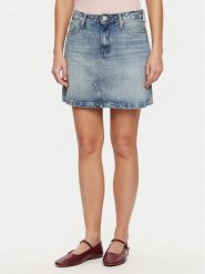Tommy Hilfiger Spódnica jeansowa WW0WW44334 Niebieski Regular Fit. Niebieskie spódniczki damskie Tommy Hilfiger, bez wzorów, z bawełny. Za 299.99 zł.