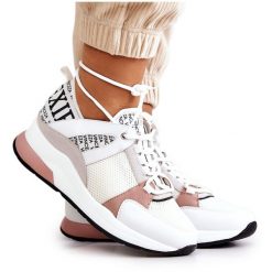 Vinceza Sportowe Buty Sneakersy Na Koturnie Białe Lorey. Białe buty sportowe na co dzień damskie bez wzorów, ze skóry. Za 262.40 zł.
