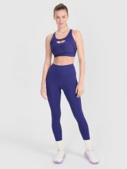 4F Legginsy treningowe z wysokim stanem damskie - granatowe XS. Niebieskie legginsy damskie 4f, s, bez wzorów, z dzianiny. W wyprzedaży za 99.99 zł.