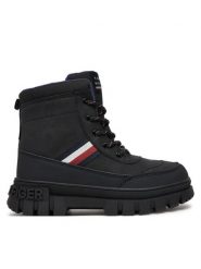 Tommy Hilfiger Trapery Stripes Fur Boot T3X5-33713-1487 S Czarny. Czarne buty zimowe chłopięce Tommy Hilfiger, ze skóry, bez zapięcia. Za 399.99 zł.