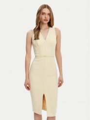 Elisabetta Franchi Sukienka koktajlowa AB-706-51E2-DC7 Żółty Slim Fit. Żółte sukienki damskie Elisabetta Franchi, bez wzorów, z syntetyku, wizytowe, bez kołnierzyka, bez ramiączek. Za 1,859.00 zł.