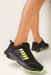 Czarno-Zielone Buty Sportowe przed Kostkę z Sznurowaniem Millsea. Czarne obuwie treningowe damskie Born2be, na fitness i siłownię. Za 89.99 zł.