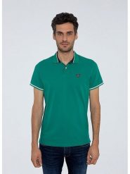 Pepe Jeans Koszulka polo w kolorze zielonym rozmiar: S. Zielone koszulki polo męskie Pepe Jeans, s, bez wzorów, z bawełny, bez ramiączek. Za 96.83 zł.