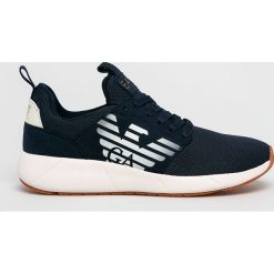 EA7 Emporio Armani - Buty. Czerwone buty sportowe na co dzień męskie EA7 Emporio Armani, z materiału, bez zapięcia. W wyprzedaży za 479.90 zł.