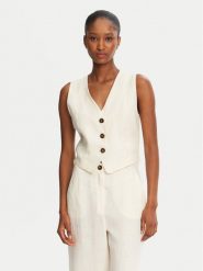 Marella Kamizelka Anemone 2515151012 Écru Regular Fit. Kamizelki damskie Marella, ze lnu. Za 349.99 zł.