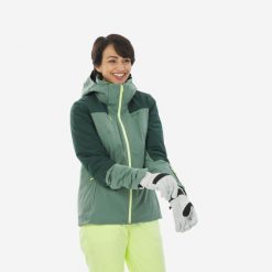 Kurtka narciarska damska Wedze 500. Zielone kurtki narciarskie i snowboardowe damskie WED'ZE, xs, bez wzorów, bez kaptura, narciarskie. W wyprzedaży za 399.99 zł.