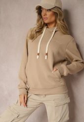 Ciemnobeżowa Casualowa Bluza z Dodatkiem Bawełny Kapturem i Ozdobnymi Sznurkami Feseraria. Brązowe bluzy z kapturem damskie Renee, l, z bawełny. Za 74.99 zł.