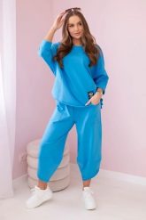 Komplet bawełniany bluza + spodnie turkusowy. Niebieskie bluzy bez kaptura damskie KESI, l, z bawełny. Za 284.37 zł.
