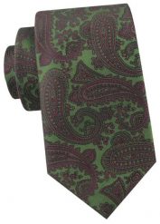 Krawat Męski - Angelo di Monti - Zielony, Duży Wzór Paisley. Zielone krawaty i muchy męskie Angelo di Monti, bez wzorów, z tkaniny, eleganckie. Za 45.00 zł.