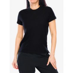 Koszulka turystyczna damska Smartwool Perfect Crew Tee. Czarne bluzki sportowe damskie Smartwool, bez wzorów, bez ramiączek. Za 218.99 zł.