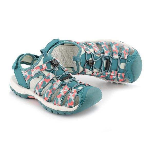 Sandały turystyczne damskie z zakrytym noskiem Alpine Pro Awede. Niebieskie obuwie trekkingowe damskie Alpine Pro, bez wzorów, bez obcasa. W wyprzedaży za 179.00 zł.