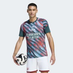 Koszulka przedmeczowa Arsenal FC 26/27. Zielone t-shirty sportowe męskie Adidas, l, z materiału, bez ramiączek, do piłki nożnej, climacool (adidas). Za 299.00 zł.