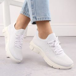 Buty sportowe damskie białe Potocki BK01303. Białe buty sportowe na co dzień damskie POTOCKI, bez wzorów, z materiału. Za 48.00 zł.