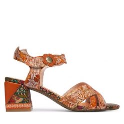 Sandały Laura Vita. Brązowe sandały damskie Laura Vita, bez wzorów, bez obcasa, na słupku. Za 389.99 zł.