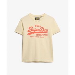 Damska dopasowana koszulka Superdry Vintage Logo Neon. Brązowe bluzki damskie Superdry., bez wzorów, z materiału, bez kołnierzyka. Za 149.00 zł.