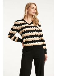 Smashed Lemon Sweter w kolorze czarno-beżowym rozmiar: S. Brązowe swetry klasyczne damskie Smashed Lemon, s, bez kołnierzyka. Za 130.99 zł.