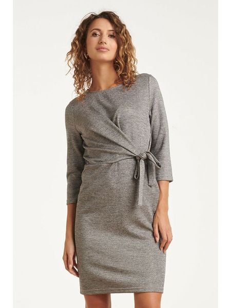 Smashed Lemon Sukienka w kolorze szarym rozmiar: XXL. Szare sukienki damskie Smashed Lemon, xxl, bez wzorów, bez kołnierzyka, bez ramiączek, midi. Za 126.99 zł.