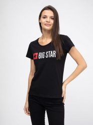 BIG STAR Koszulka w kolorze czarnym rozmiar: M. Czarne bluzki damskie Big Star, m, bez wzorów, z bawełny, bez kołnierzyka. Za 52.95 zł.