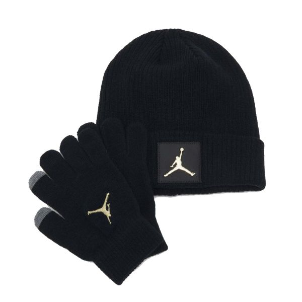 Zestaw czapka zimowa rękawiczki Air Jordan Metal Jumpman Patch Set 9A0604-K5X. Czarne rękawiczki dziecięce Jordan, bez ramiączek. Za 228.85 zł.