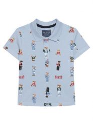 Guess Polo N6RP01 KBV51 Błękitny Regular Fit. Niebieskie t-shirty chłopięce Guess, z aplikacjami, z bawełny, bez ramiączek. Za 159.99 zł.