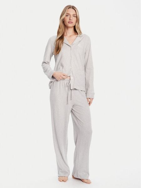 LAUREN RALPH LAUREN Piżama ILN92453 Szary Regular Fit. Szare piżamy damskie Lauren Ralph Lauren, s, bez wzorów, z bawełny, bez ramiączek. Za 459.99 zł.