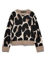 Vero Moda Sweter w kolorze beżowo-czarnym rozmiar: M. Brązowe swetry klasyczne damskie Vero Moda, m, bez kołnierzyka. Za 114.95 zł.