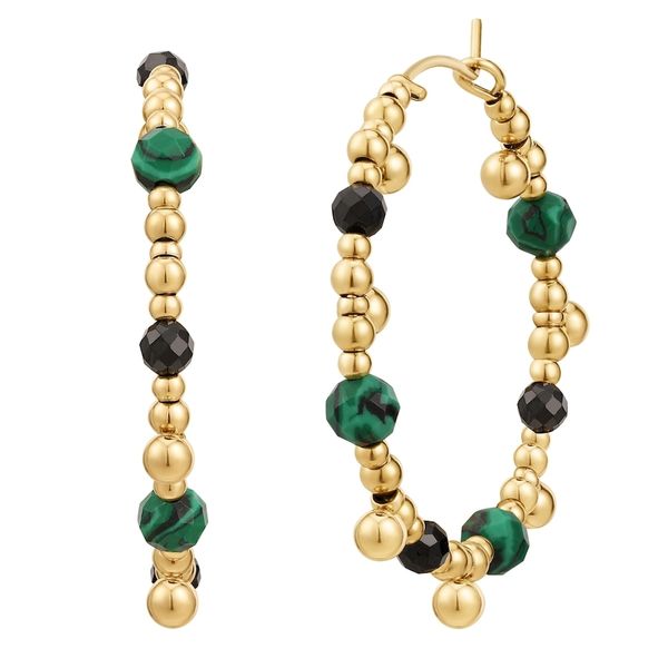 EASTSIDE Kolczyki Stal nierdzewna Żółte złoto Kolczyki koła 1 ct Damski. Żółte kolczyki damskie Eastside, z malachitem, pozłacane. Za 159.99 zł.