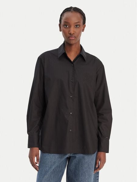 Tommy Hilfiger Koszula WW0WW48190 Czarny Regular Fit. Czarne koszule damskie Tommy Hilfiger, bez wzorów, z bawełny, bez kołnierzyka, bez ramiączek. Za 377.99 zł.