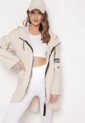 Jasnobeżowa Kurtka Oversize Wiatrówka z Kapturem Lafise. Brązowe kurtki damskie Born2be, l, bez wzorów, z kapturem. Za 109.99 zł.