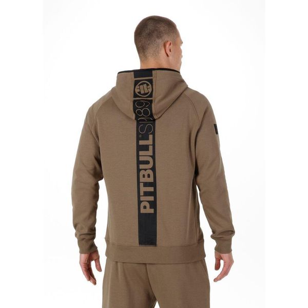 Bluza męska Pitbull rozpinana z kapturem Hermes. Brązowe bluzy sportowe męskie PITBULL, bez wzorów, sportowe, bez kołnierzyka, bez ramiączek. Za 299.00 zł.
