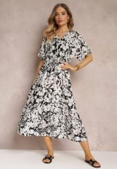Czarno-Biała Sukienka Humina. Czarne sukienki damskie Renee, na co dzień, l, bez wzorów, z wiskozy, eleganckie, bez kołnierzyka, bez ramiączek, midi, rozkloszowane. W wyprzedaży za 71.99 zł.