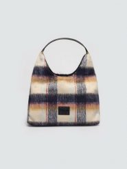 Torebka hobo z tkaniny w kratę brązowa OO574143 803. Brązowe torebki klasyczne damskie Big Star, bez wzorów, z tkaniny, bez dodatków. W wyprzedaży za 159.99 zł.