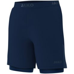 Szorty 2 w 1 Jako Power. Niebieskie szorty damskie Jako, bez wzorów, z elastanu, sportowe. Za 304.50 zł.