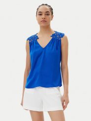 Morgan Top 251-OJOIE Niebieski Regular Fit. Niebieskie topy damskie Morgan, bez wzorów, z syntetyku, bez kołnierzyka. Za 129.99 zł.