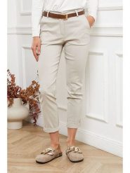 Joséfine Spodnie "Lorial" w kolorze kremowym rozmiar: L. Brązowe spodnie materiałowe damskie Joséfine, bez wzorów, z materiału. Za 135.17 zł.