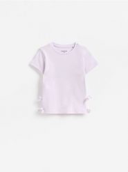 T-shirt z kokardkami - lawendowy. Fioletowe koszulki dziewczęce Reserved, m, bez wzorów, z bawełny, bez ramiączek. Za 25.99 zł.