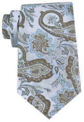 Męski Krawat - Chattier - Błękit i Beż z Dużym Wzorem. Niebieskie krawaty i muchy męskie Chattier, bez wzorów, z tkaniny, eleganckie. Za 55.00 zł.
