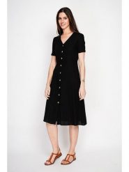 Le Jardin du Lin Lniana sukienka w kolorze czarnym rozmiar: 42. Czarne sukienki damskie Le jardin du lin, bez wzorów, ze lnu, bez kołnierzyka, bez ramiączek, midi. Za 152.99 zł.