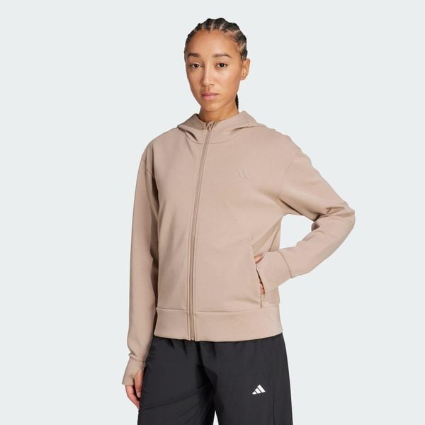 Bluza z kapturem Designed 4 Training Full-Zip. Brązowe bluzy sportowe damskie Adidas, z materiału. Za 299.00 zł.